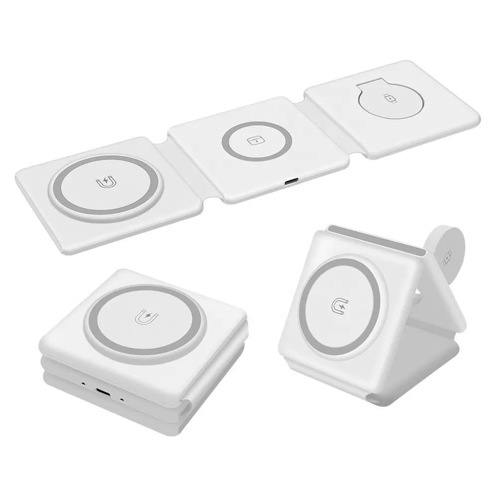 Caricabatterie Wireless 3 in 1 pieghevole prodotti di tendenza 2023 nuovi arrivi 3 in 1 15W Pad di ricarica Wireless veloce per iphone 15