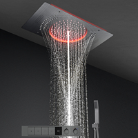 Ensemble de douche LED moderne de luxe 600x330mm avec colonne de pluie en acier inoxydable et mitigeur cascade pour usage hôtelier