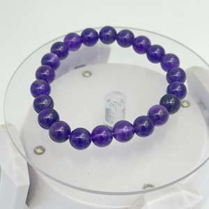 Best Quality High Vibration Gemstone Purple Amethyst <b>Bracelets</b> Smooth Plain Round <b>Bracelet</b> of Natural Amethyst Gemstone - Product Image 4