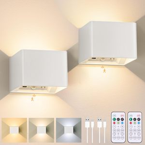 Cảm biến chuyển động tường ánh sáng 3 màu sắc không dây LED trong nhà lên/xuống Tường Đèn treo tường có thể sạc lại độ sáng có thể điều chỉnh đèn tường màu đen - Product Image 2