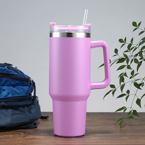 Stainless Steel Tumbler 40 Oz Handle Straw Vacuum <b>Insulated</b> 6-12 Hours Thermal Insulation Portable Travel <b>Mug</b> for Office Car - Product Image 5