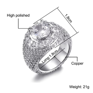 Bague Hip-hop Vintage Années <span class=keywords><strong>90</strong></span>, Nouvelle Bague Homme en Cuivre Incrusté de Zircons, Bague Entièrement Sertie de Zircons pour Homme Rappeur - Product Image 6