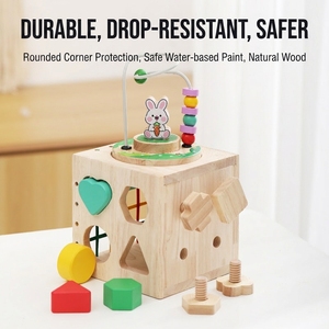Cube d'activités Montessori <span class=keywords><strong>en</strong></span> bois OEM, jouets éducatifs pour tout-petits, boîte multifonctionnelle, trieur de formes, fournisseur <span class=keywords><strong>en</strong></span> gros - Product Image 3