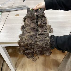 自然波浪高光双层拉丝发束 延长发束 免运费 100% 天然毛鳞片对齐接发 - Product Image 1