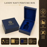 Boîte Cadeau de Luxe en Bois Bleu Marine pour Parfum, Logo Personnalisé, Emballage de Parfum Bleu Royal Laqué Piano, Vente en Gros Niche