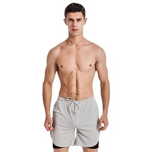 Jiehu Short de bain pour homme, double couche, séchage rapide, anti-embarras, taille mi-haute, couleur unie, pour adultes, utilisation en sources chaudes - Product Image 5