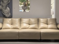 VONLIVA Canapé-lit modulaire convertible haut de gamme moderne et luxueux avec revêtement en cuir pleine fleur pour salon et chambre à coucher