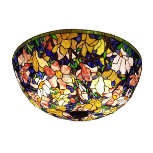 Handmade Glass Large Size Magnolia Flower Design Tiffany Style <b>Ceiling</b> Lamp with 70cm Diameter for Hotel and Home Use - Product Image 3