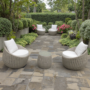 Ensemble <span class=keywords><strong>de</strong></span> salon <span class=keywords><strong>de</strong></span> <span class=keywords><strong>jardin</strong></span> 3 pièces avec coussins, table basse et chaises en rotin tressé, <span class=keywords><strong>canapé</strong></span> <span class=keywords><strong>de</strong></span> <span class=keywords><strong>jardin</strong></span> - Product Image 3
