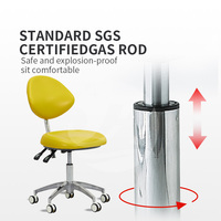 Mobilier commercial de salon cadre en acier chromé PU tournant réglable hôpital médecin chaise tabouret avec dossier