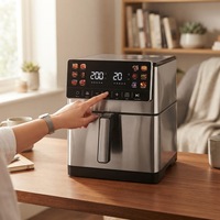 Friteuse à air électrique 8L de haute qualité avec double chauffage, écran tactile LED, contrôle intelligent et revêtement antiadhésif pour usage domestique