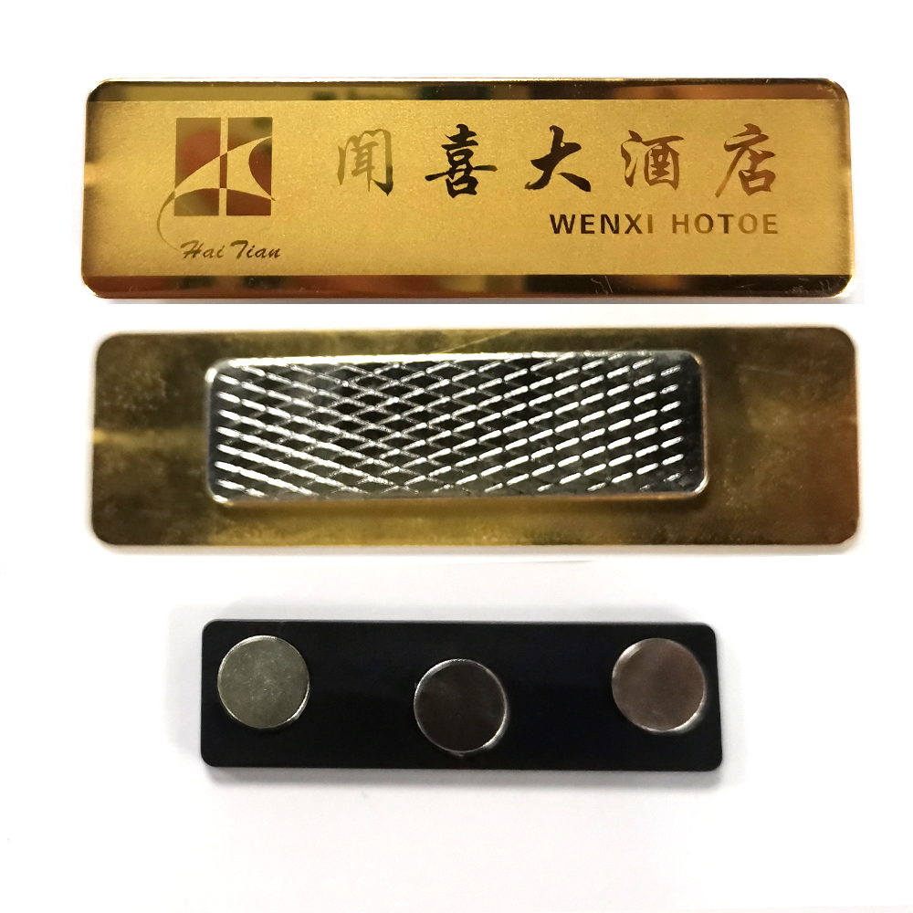 Индивидуальный дешевый индивидуальный идентификатор сотрудника, многоразовый металлический чистый Магнитный значок с именем