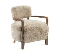Moderner Loungesessel Wohnzimmerstühle Holzrahmen-Sessel mit Tibetischem Lammfell-Finish
