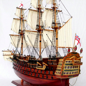 Maqueta de Barco HMS Victory con Velas de Madera Pintadas, Modelo de Barco de Madera - Product Image 1