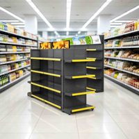 Étagère de présentation d'angle pour supermarché, gondole métallique réglable pour l'épicerie et les magasins de proximité (vente en gros)