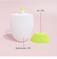 Flacon cosmétique ovale en plastique PP personnalisé pour crème solaire et lotion visage 70 ml, avec buse, design compressible, protection UV