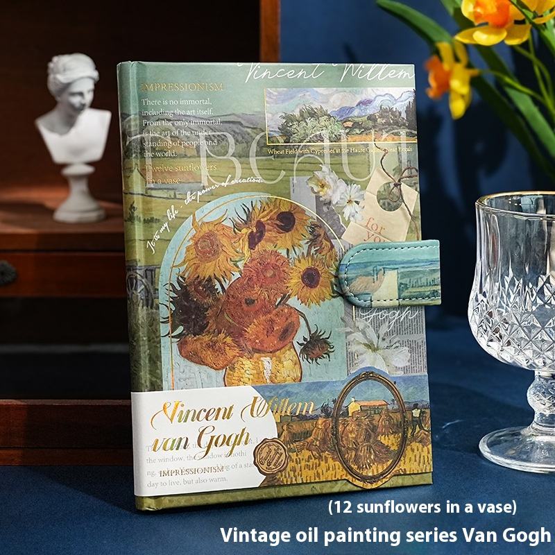 ภาพวาดสีน้ำมันโบราณแวนโก๊ะ-12ดอกทานตะวันในแจกัน