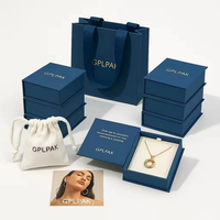 Boîte à bijoux de luxe bleu marine à double porte magnétique, écologique, en matériaux recyclés, pour bagues de fiançailles et montres