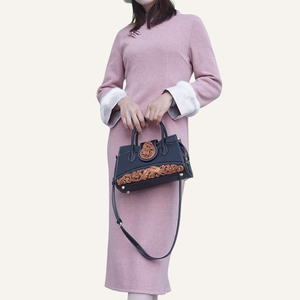 2025 Custom Logo Luxury Genuine Leather Handbag Set | Preppy Japan Dress Floral Pattern Shoulder <strong>Purse</strong> + Chains <strong>Matching</strong> <strong>Wallet</strong> - Product Image 5