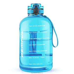 Nueva botella de agua de Fitness sin BPA con boca ancha Tapa abierta de un clic Diseño motivacional para viajar Capacidad de 3000ml para adultos