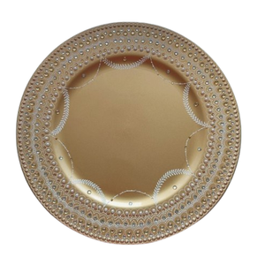 Plat en métal de table décoratif sûr en laiton fini alimentaire servant des assiettes de chargeur hôtel cuisine restauration utilisation - Product Image 2