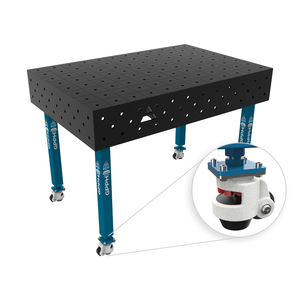 SteelEco GPPH 1.2x0.8m wheeled <b>welding</b> <b>bench</b>, 8mm thick, 16mm holes, 100x100mm grid - Product Image 1