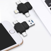 Adaptador OTG 3,0 de alta velocidad Lector de tarjetas de memoria de cámara de teléfono móvil Cuatro en Uno con interfaz USB Compatible con tarjetas TF y SD