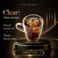 Mug à café en verre à double paroi isolé, résistant à la chaleur, transparent, pour boissons chaudes/froides, usage domestique ou au bureau