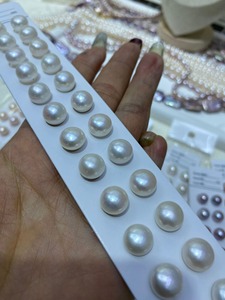 12 cặp giá 9-10 mét tự nhiên trắng hồng tím nút ngọc trai nước ngọt nửa khoan lỗ Loose ngọc trai đối với trang sức làm - Product Image 2