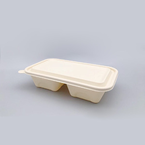 廉价一次性方形甘蔗渣食品容器，带光面层压层压板，用于汉堡午餐沙拉的外卖包装盒 - Product Image 4