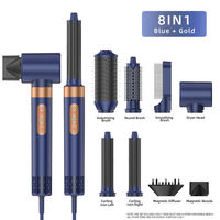 Sèche-cheveux sans balais 8-en-1 1500W à ions négatifs, brosse à air chaud en aluminium, outil de coiffure domestique, fourni par l'usine