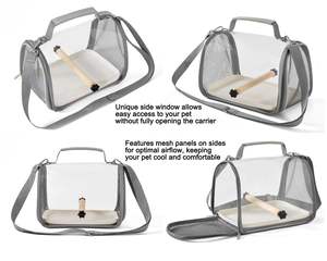 <span class=keywords><strong>Cage</strong></span> de voyage portable en PVC léger et peu encombrante avec perchoir intégré pour perroquets et pigeons, sac à dos de transport pour oiseaux - Product Image 5