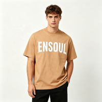 Private Label Vintage 250GSM Schwergewichtiges Baumwoll-T-Shirt mit Kundenspezifischem Übergroßem Unisex-Design, Einfarbig mit Strass-Siebdruck für Herren