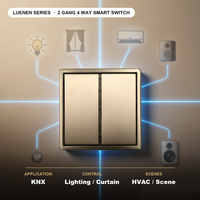 Interrupteur mural intelligent KNX 2 gangs 4 voies, panneau métallique 30V DC IP20, contrôle de scène pour hôtel et villa