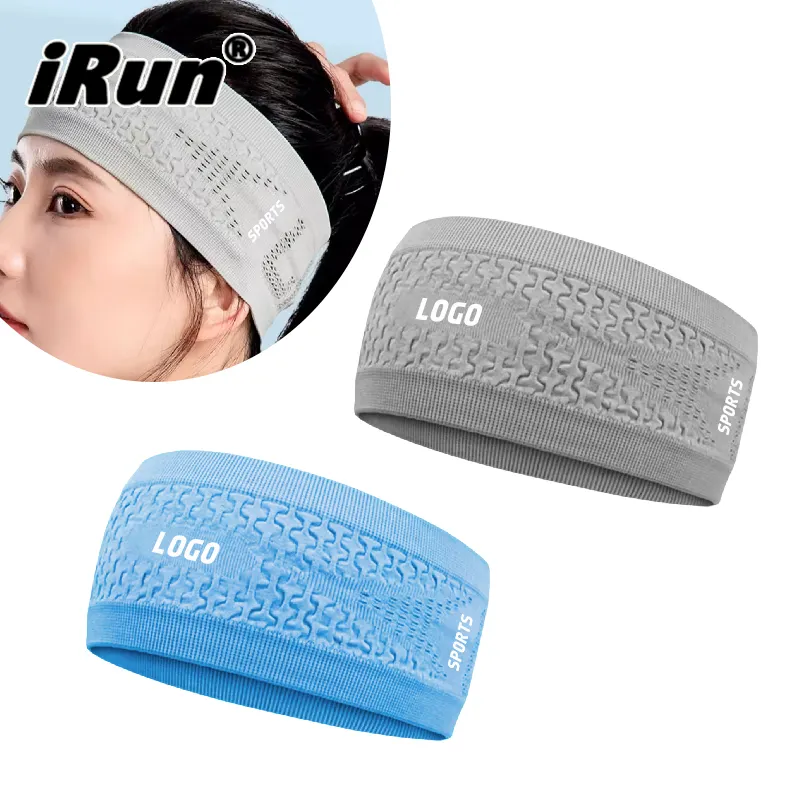 Irun Custom Logo Workout Hoofdbanden Elastische Sport Zweetband Vochtafvoerende Hardloophoofdband Atletische Yoga Haarbanden