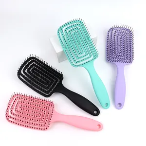 Hot Sales Flexible Nylon Beads Tipped Hollow Vent Detangling Hair Brush For Curly Hair