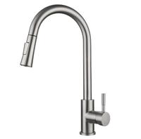 Robinet mitigeur d'eau chaude et froide, dispositif rotatif à 360 degrés monté sur le pont en acier inoxydable, robinet de cuisine à retrait à une seule poignée