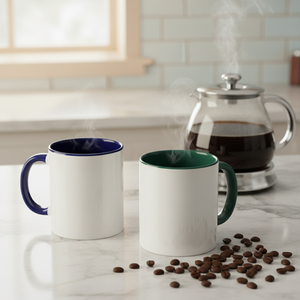 Mug à café en céramique de haute qualité avec sublimation couleur intérieure, 11 oz, mug vierge personnalisable avec poignée colorée - Product Image 1