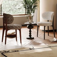 Chaise de salle à manger en bois nordique, mobilier de maison durable, nouveau style chinois rétro, dossier en tissu, rembourrage minimaliste, antique, hôtel