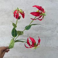 Großhandel künstliche herrliche Flamme Lily Gloriosa Superba Seiden blumen Hochzeit und Weihnachts dekoration zum Valentinstag