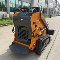 ME 380 Tracked Skid Steer Front Loader Rubber Track Mini Loader Bertenaga Mesin Bensin dengan Bucket 0.15m dan Radius Belok Pendek 1