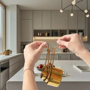 8 cái đo ly và thìa <span class=keywords><strong>Set</strong></span>-Vàng Thép không gỉ đo ly kim loại Đo thìa đặt - Product Image 4