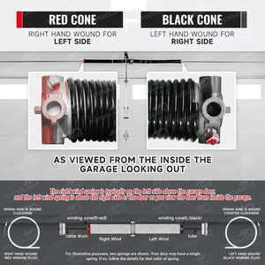 0.207X2"X24"-R High Precision Right Hand Wind Garage Door <b>Torsion</b> <b>Spring</b> (Red Cone) with Non-Slip Winding Bars & Gloves - Product Image 3