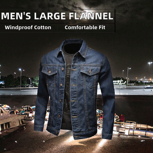 Blouson en jean d'hiver pour homme américain, 100 % coton, coupe décontractée, coupe-vent, fermeture éclair, style chauffeur de camion - Product Image 2
