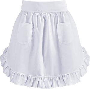 European Style Half <b>Body</b> Princess Polyester Home Apron Pure <b>White</b> Double Pocket Lace Cross-Border Exclusive Design for Durable - Product Image 2