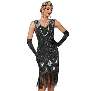 1920er Jahre Great Gatsby Vintage Perlen Pailletten Quasten Flapper Abendkleid Übergröße Cocktail Sexy Ballkleid - Product Image 2