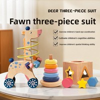 Juguetes Educativos Transfronterizos para Niños, Bloques de Construcción Multifuncionales con Cuentas, Set de Regalo de Cuentas de Madera con Animales para Bebés