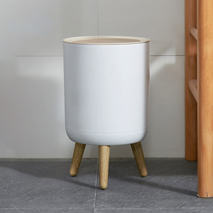 Poubelle à <span class=keywords><strong>papier</strong></span> miniature sur pied <span class=keywords><strong>en</strong></span> plastique PP, poubelle de 7L/9L, couvercle à pression blanc, structure de bureau domestique, design simple - Product Image 5