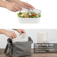 Bol carré jetable pour pâtes et salades, écologique, anti-fuite, recyclable, vente en gros, compatible micro-ondes, naturel, durable, pour plats à emporter et livraison