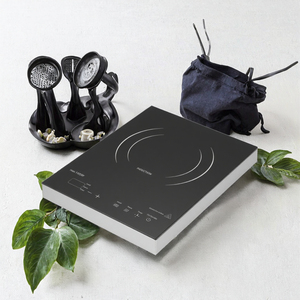 Table de cuisson à induction en acier inoxydable avec plaque en verre céramique à commande tactile numérique, brûleur unique, avec pot à soupe pour usage hôtelier - Product Image 4